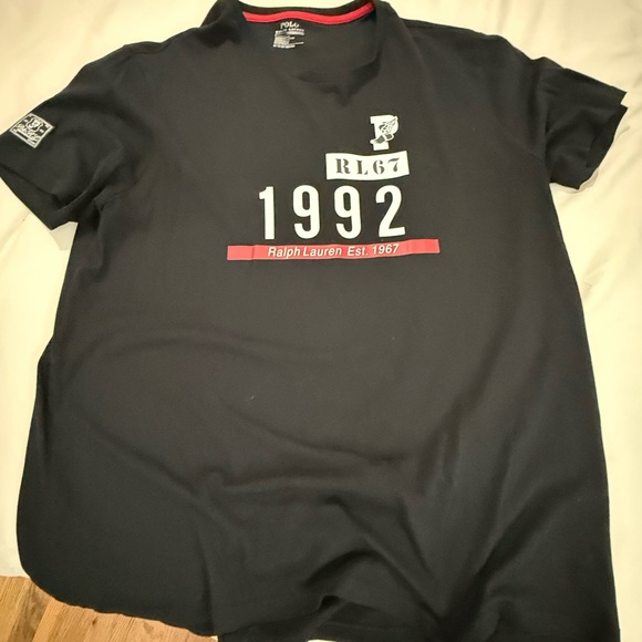 ❌❌SOLD❌❌ Ralph Lauren Stadium Black Short Sleeve Tee with 1992 Graphic - Picture 1 of 5
